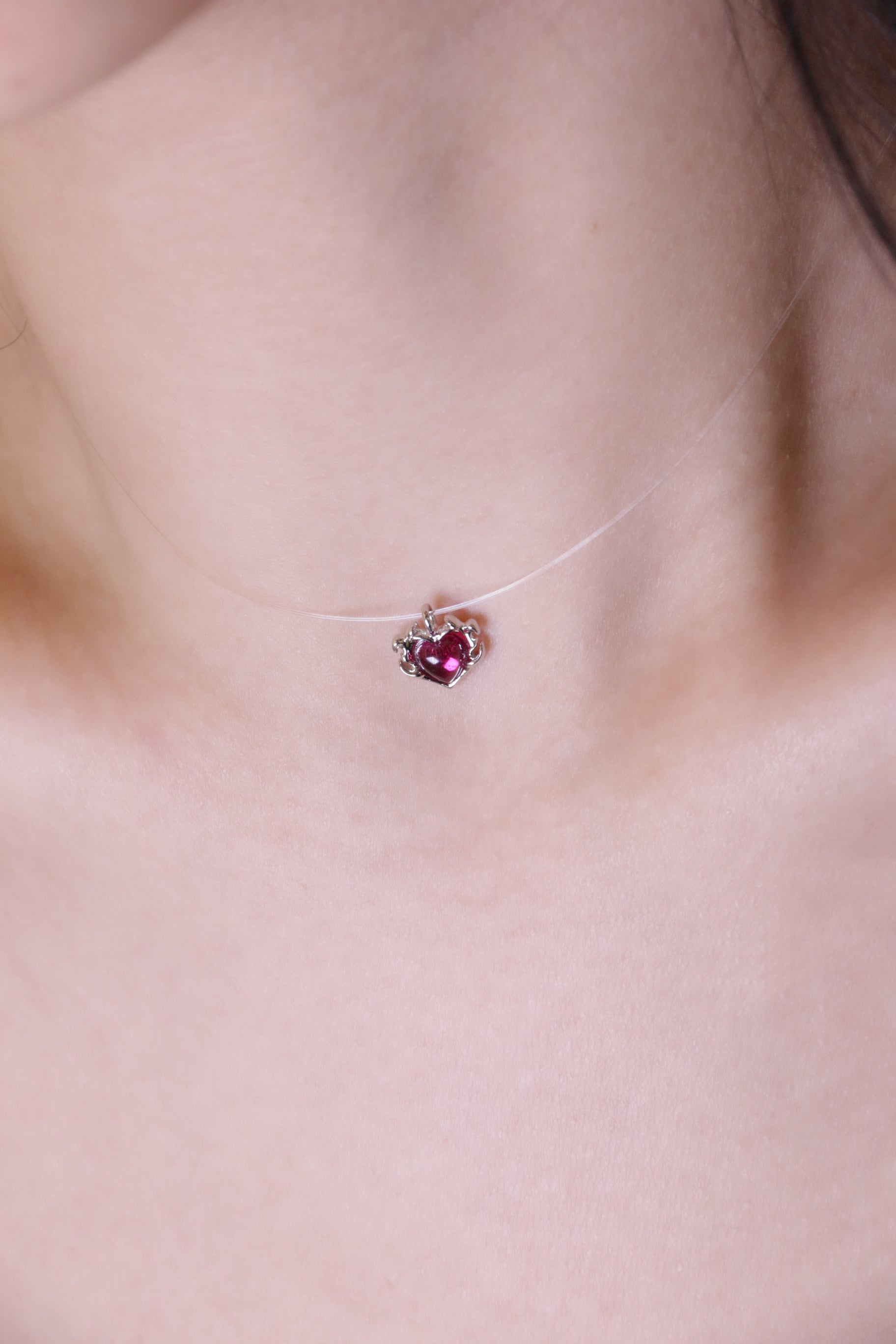 Fervooor love gift lab-created ruby heart choker