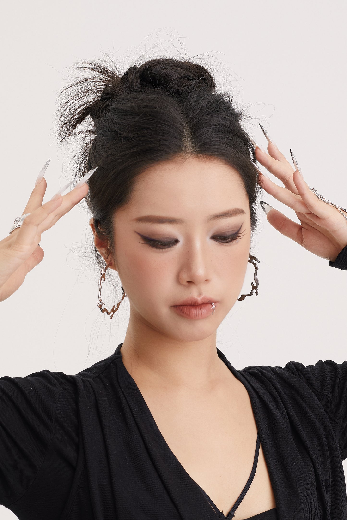 Fervooor Battle Angel Silver Blazing Wheel Hoop Earrings