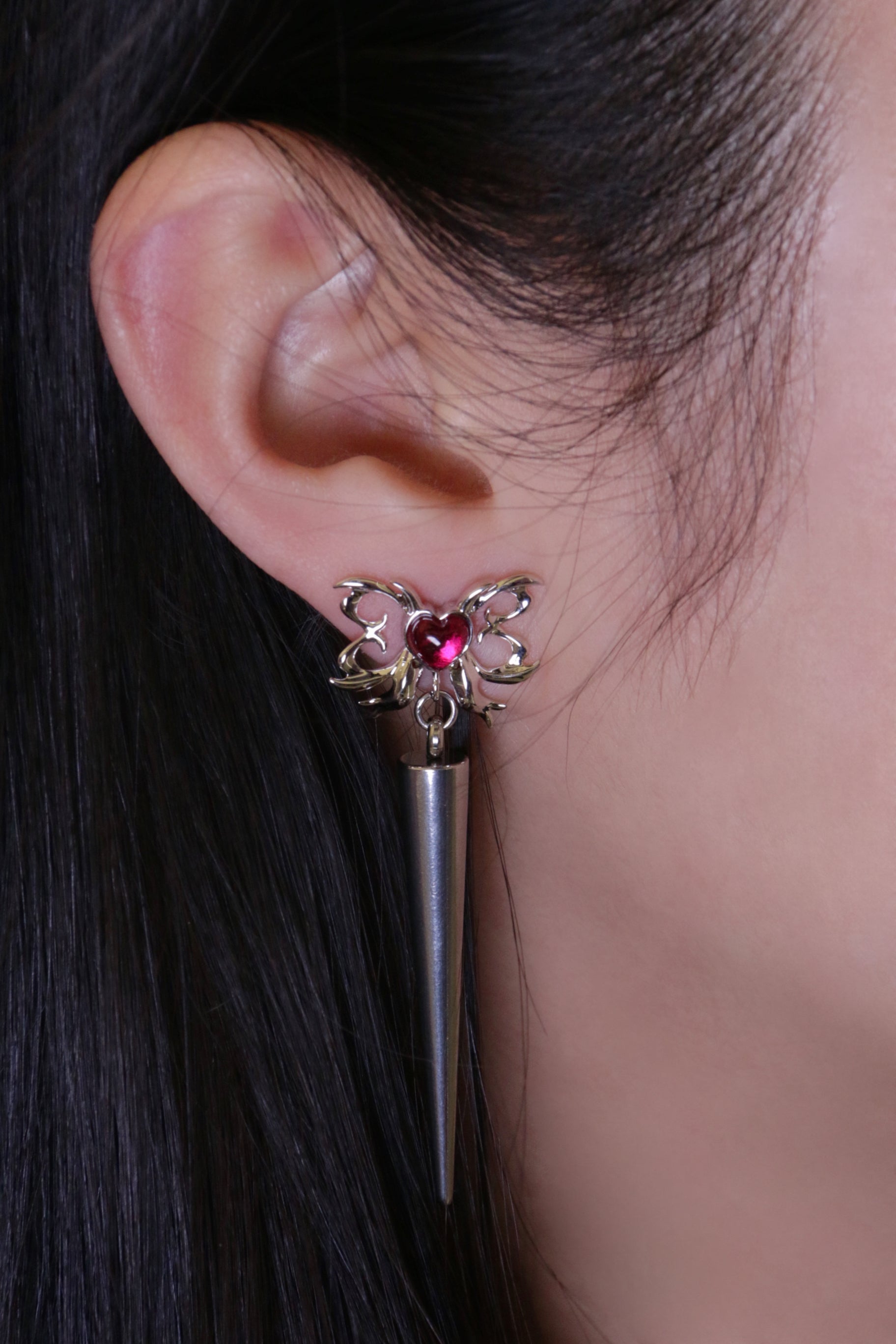 Fervooor love gift butterfly bow spike earrings