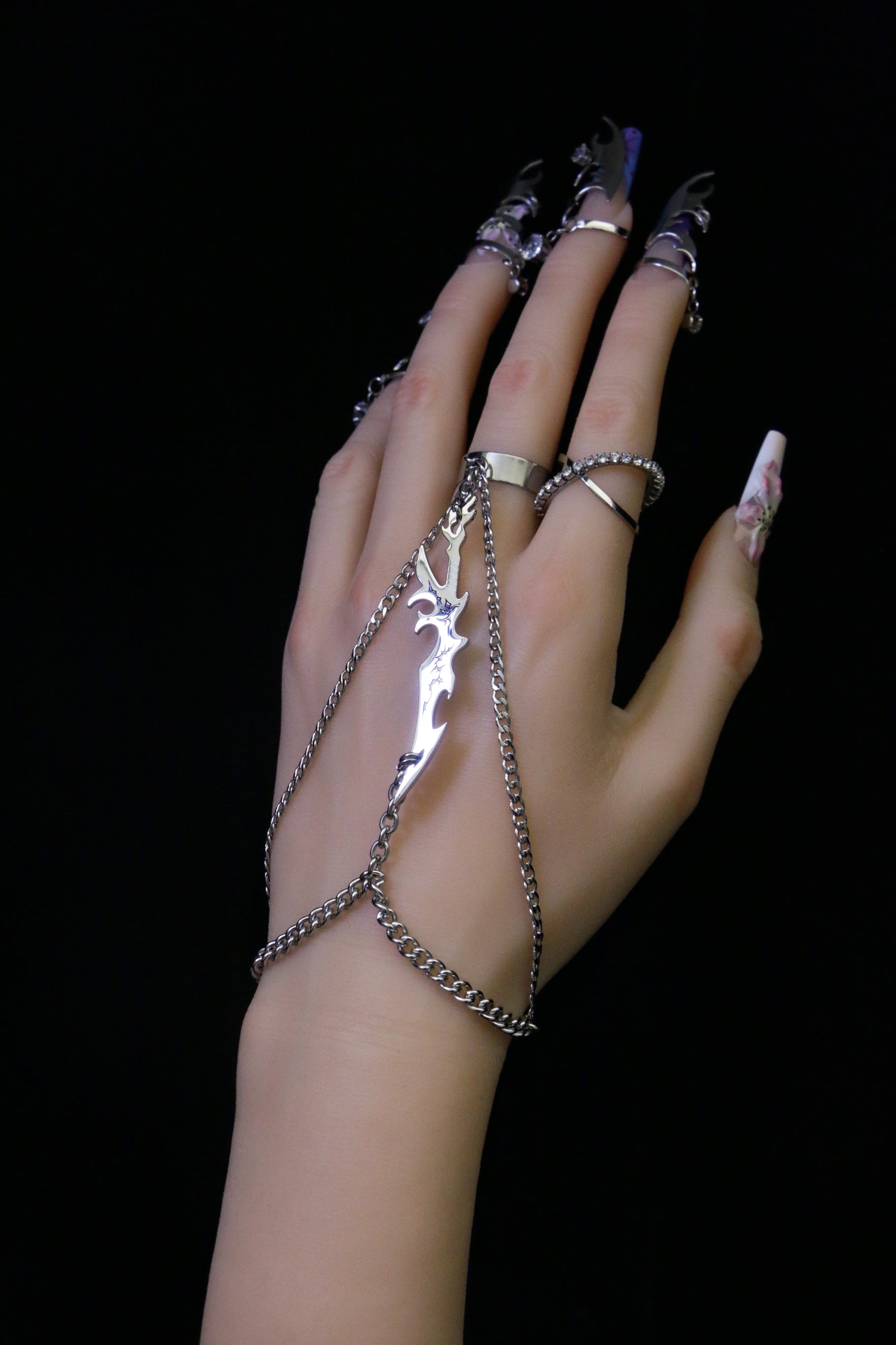 Fervooor Acid Knife hand chain ring+bracelet