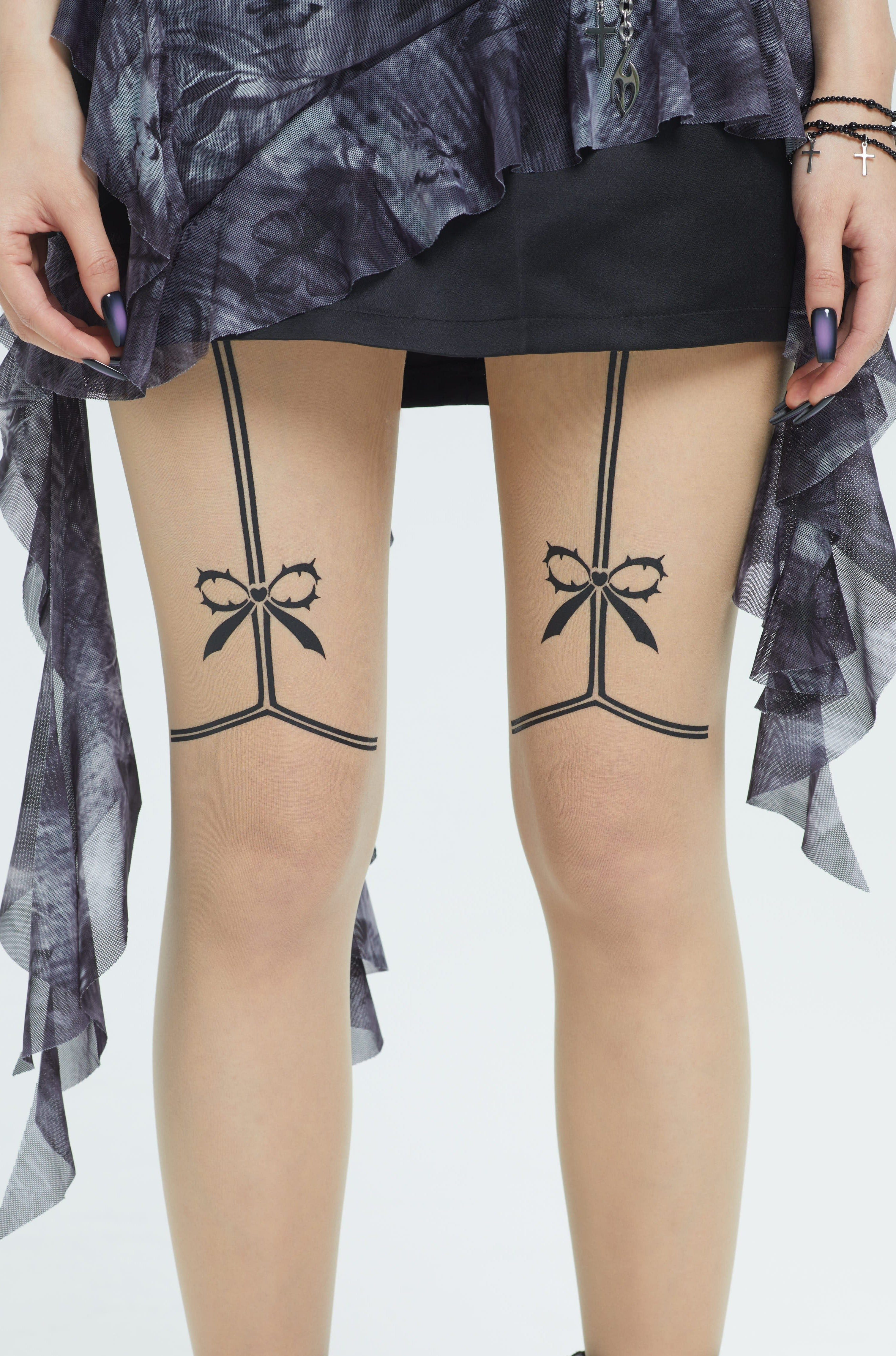 No Restock/Fervooor black tie bow skin color stockings