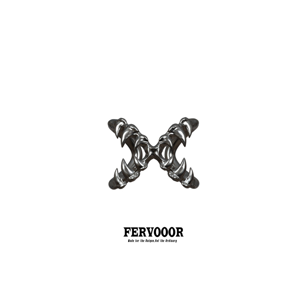 Fervooor Battle Angel Aged Bronze Hound Fang Cross Ring