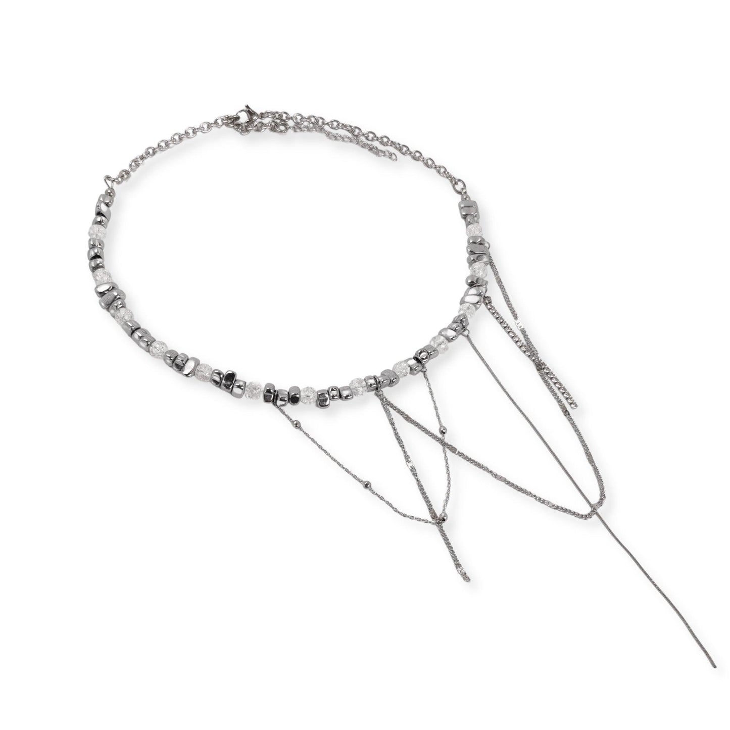 Fervooor Sliver stones tassel choker - Fervooor