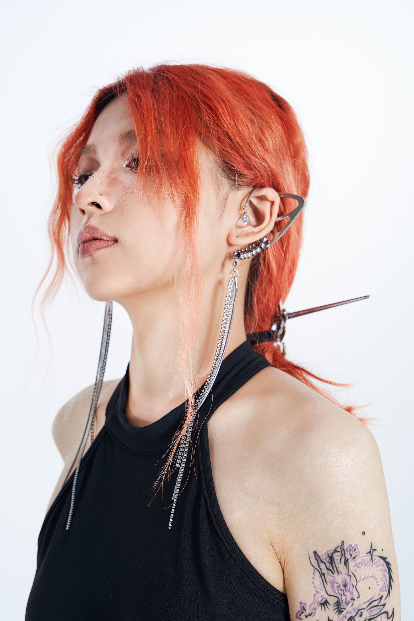 Fervooor Cyberpunk Elf Ear earrings
