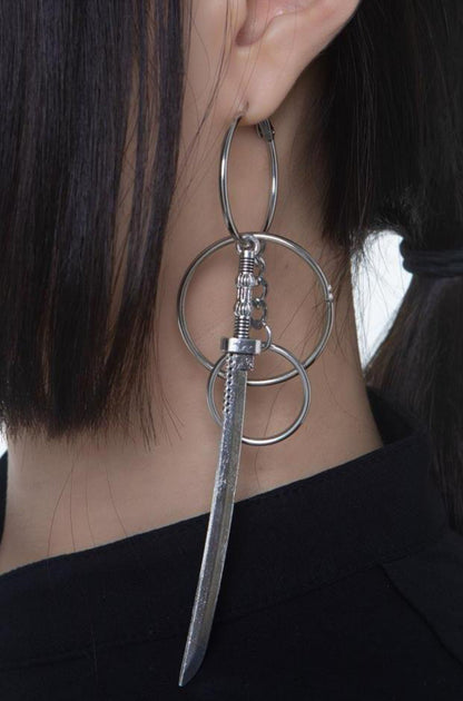 Fervooor Unique round and sword earrings hoop