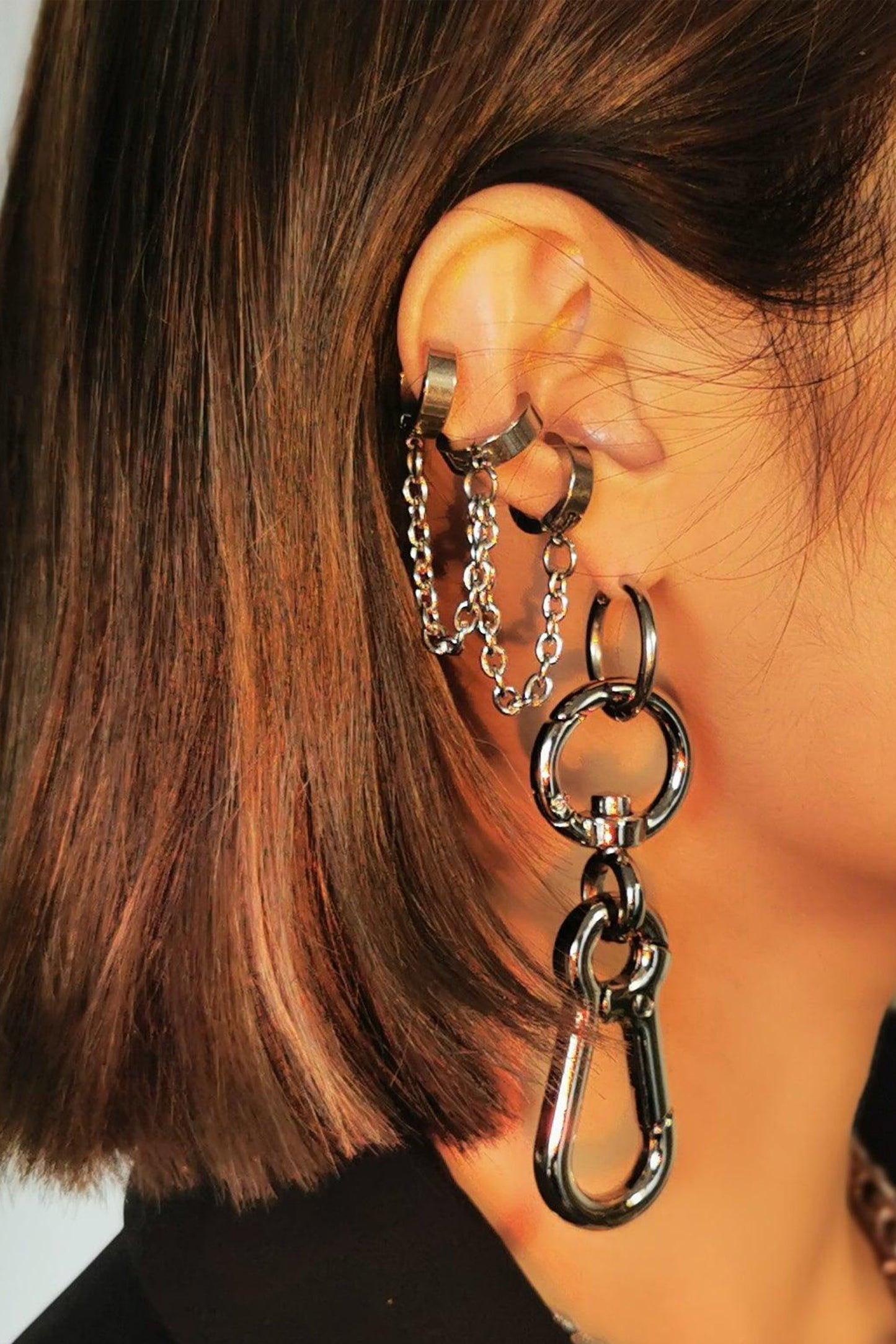 Fervooor Waterproof chains and chains earrings clip