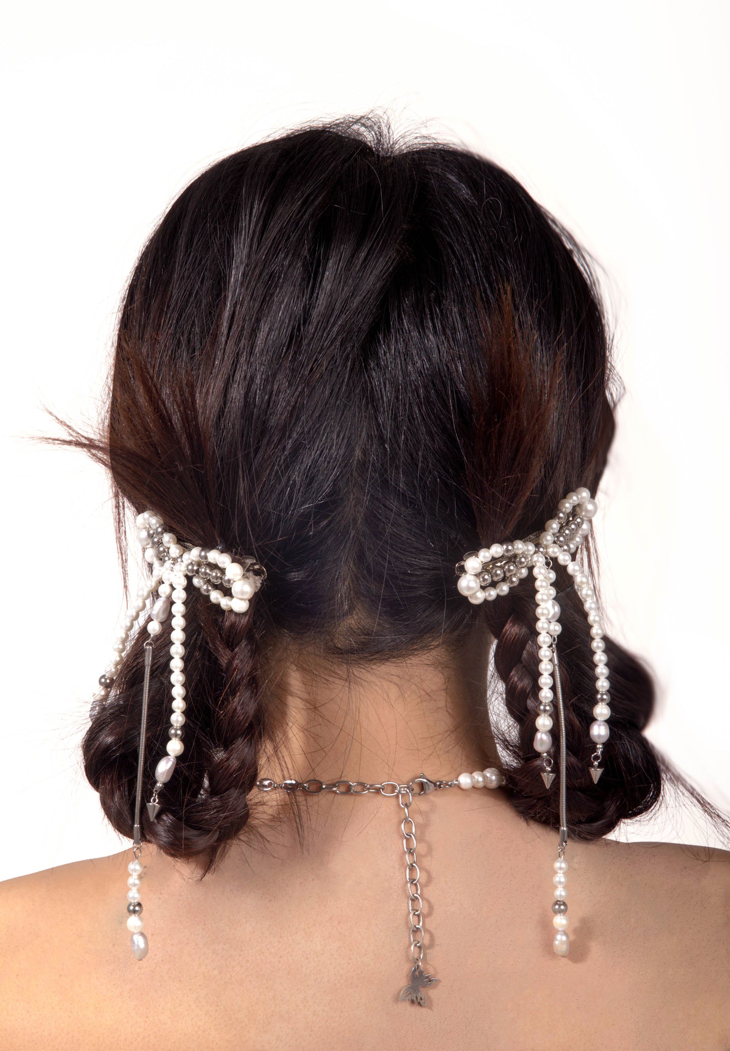 Fervooor Virtual Ribbon  pearl bow hair barrette