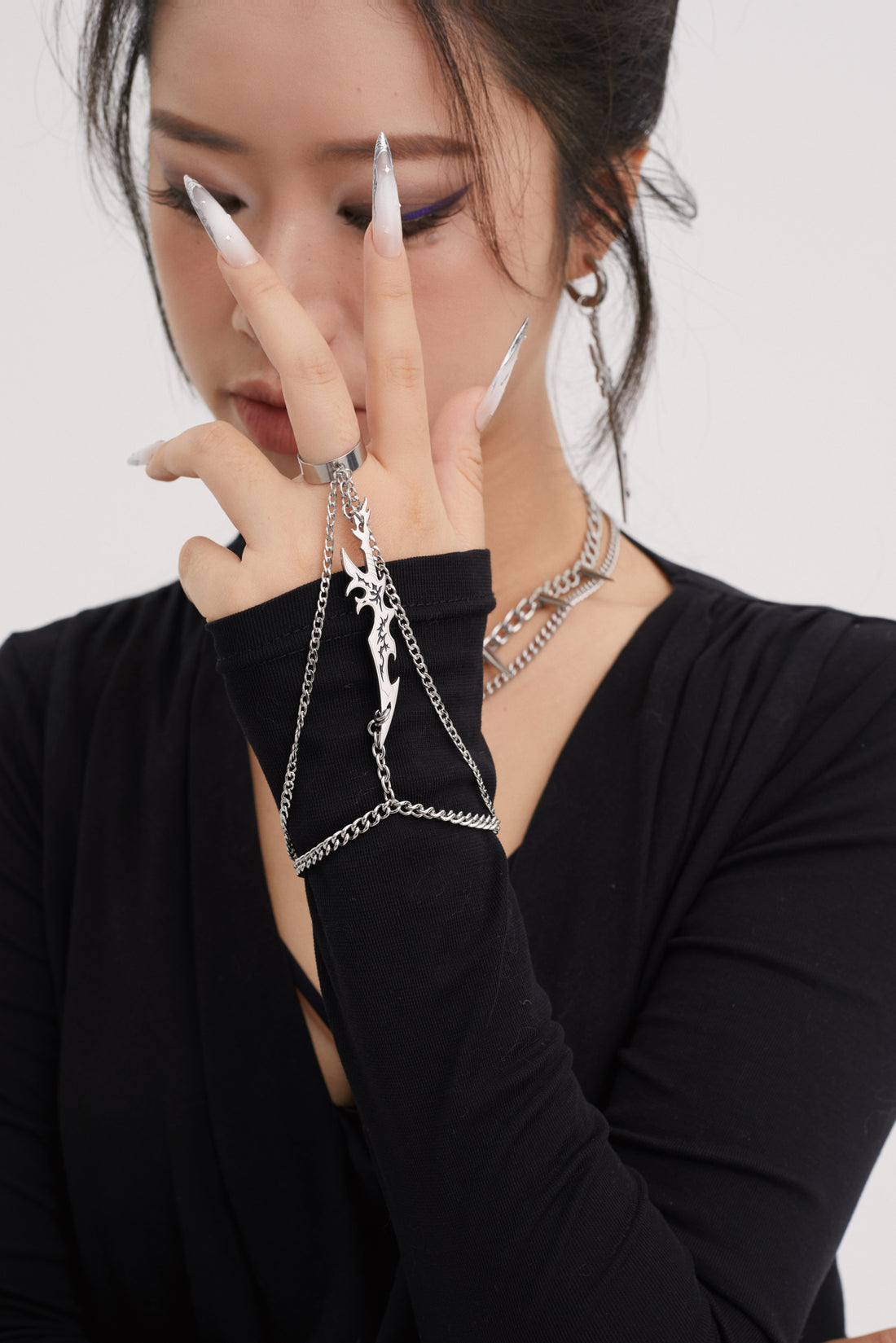 Fervooor Acid Knife hand chain ring+bracelet