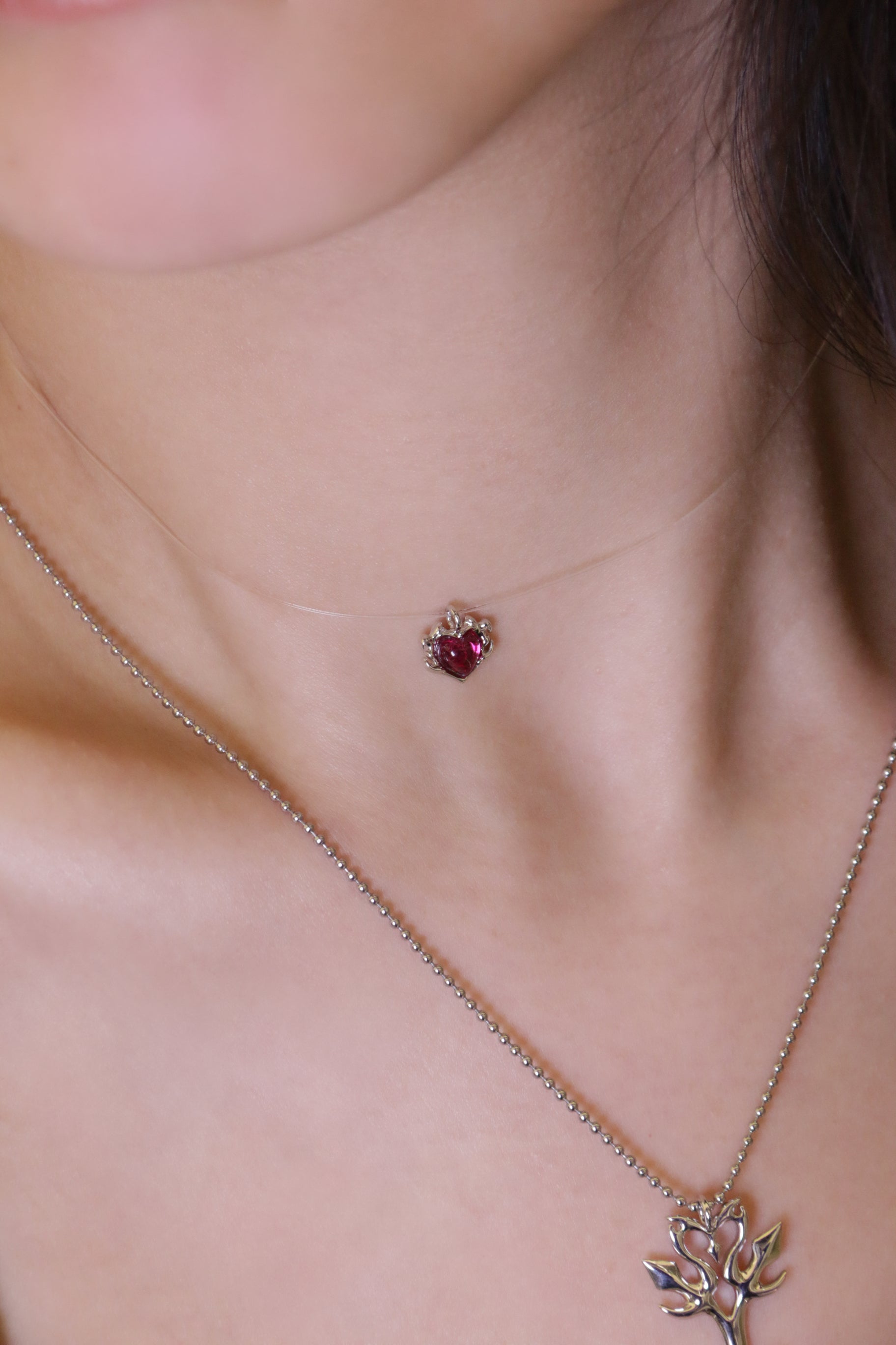 Fervooor love gift lab-created ruby heart choker