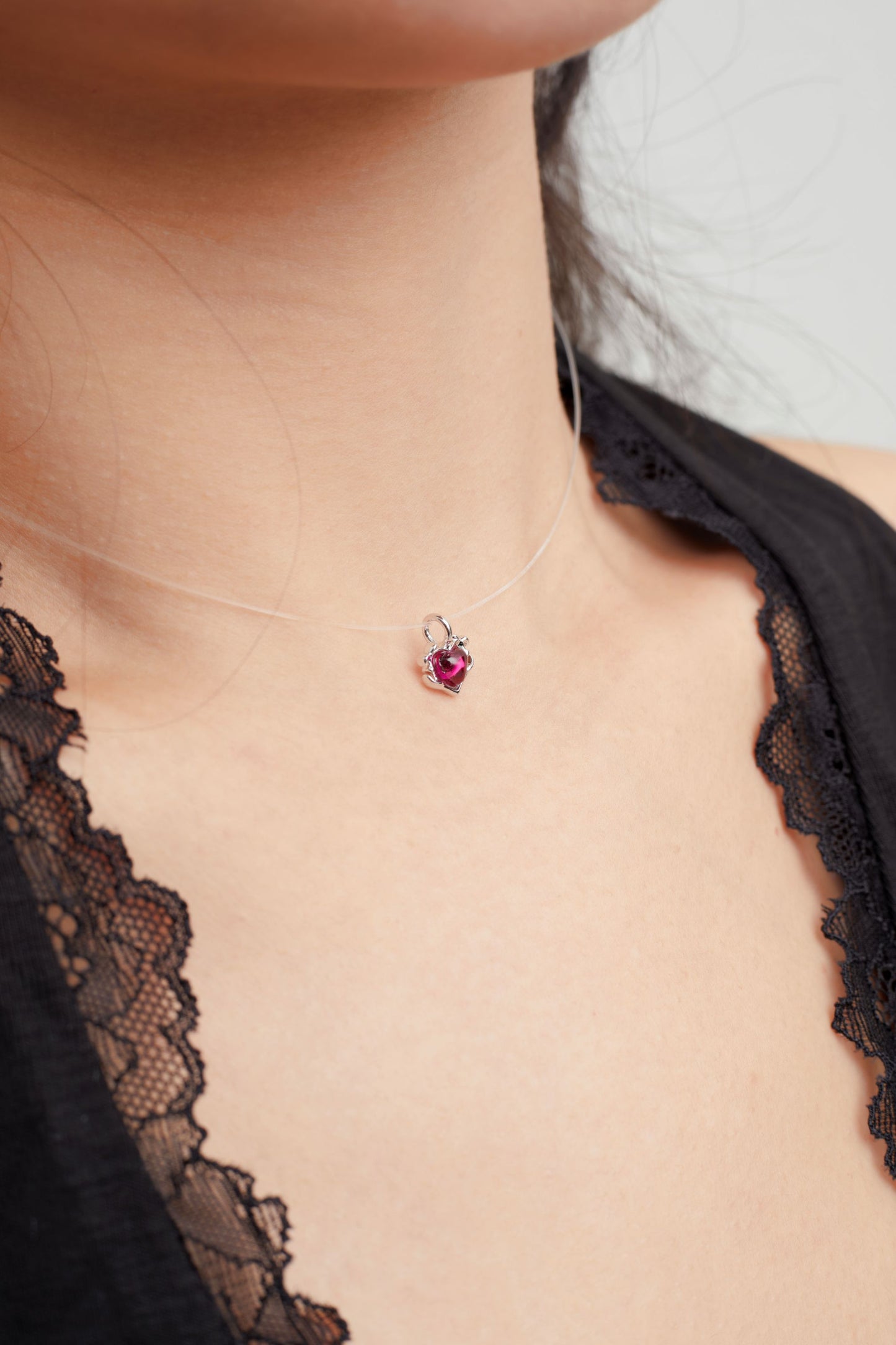 Fervooor love gift lab-created ruby heart choker