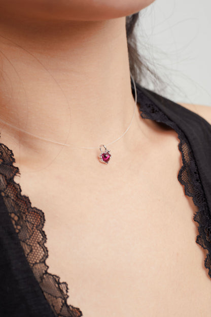 Fervooor love gift lab-created ruby heart choker