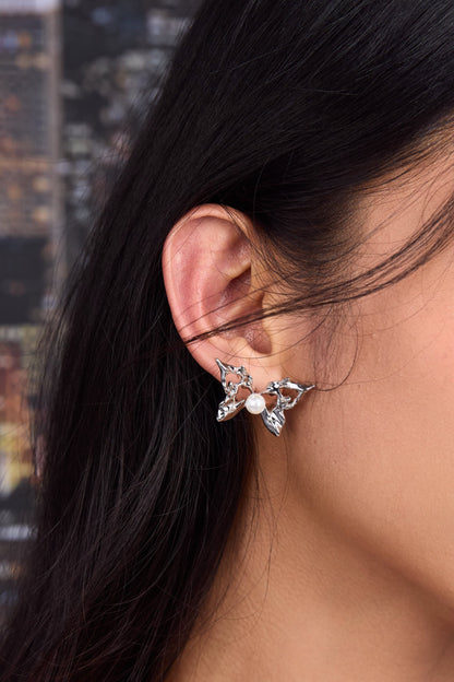 Fervooor Urban Mermaid silver metal butterfly earrings