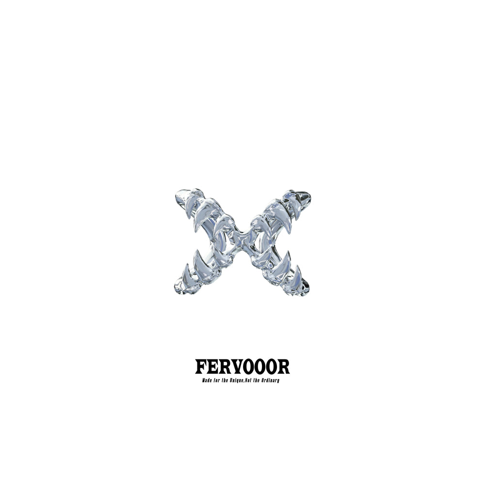 Fervooor Battle Angel Silver Hound Fang Cross Ring
