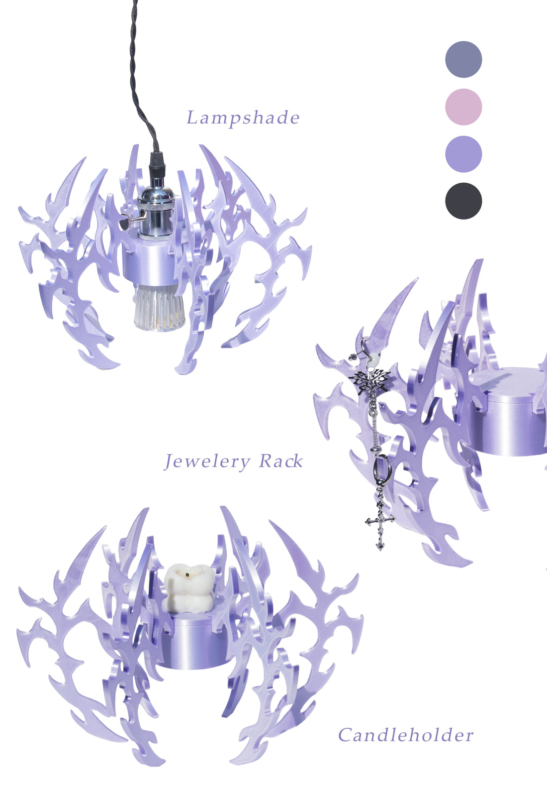 Fervooor Cyber Spider 3D printed 3-in-1 design/candle holder, lamp &amp; jewelry display rack