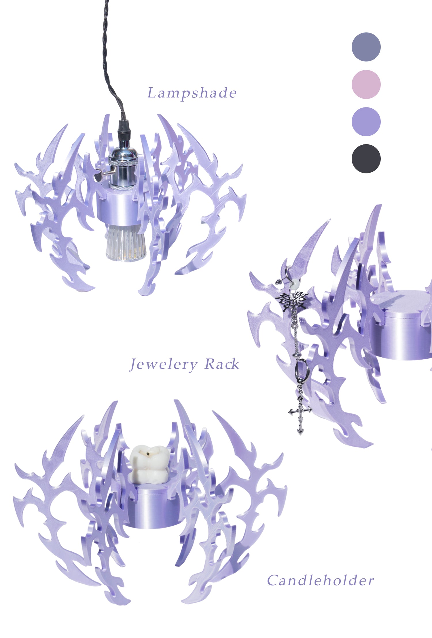 Fervooor Cyber Spider 3D printed 3-in-1 design/candle holder, lamp &amp; jewelry display rack