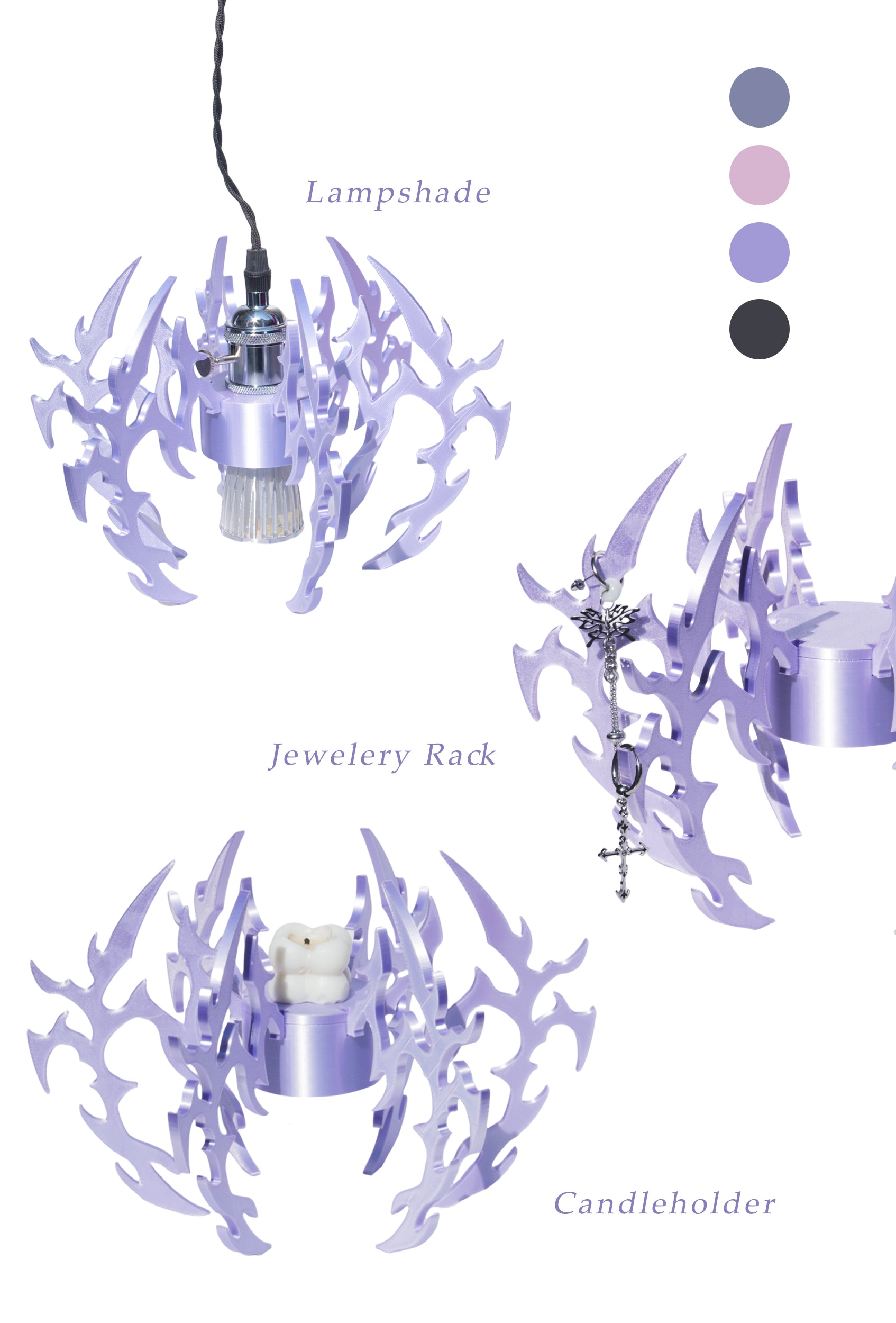Fervooor Cyber Spider 3D printed 3-in-1 design/candle holder, lamp &amp; jewelry display rack