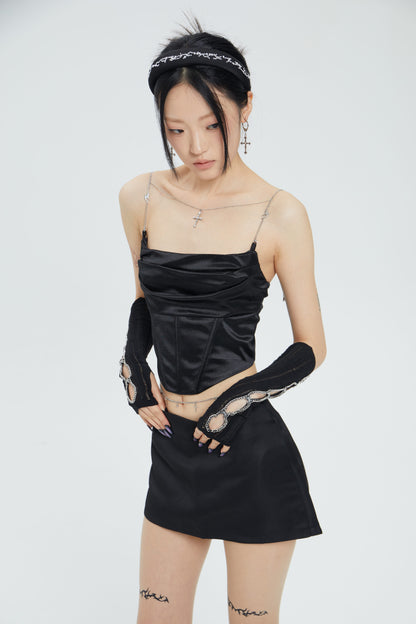 Fervooor chrome heart lily crucifix detachable shoulder chain