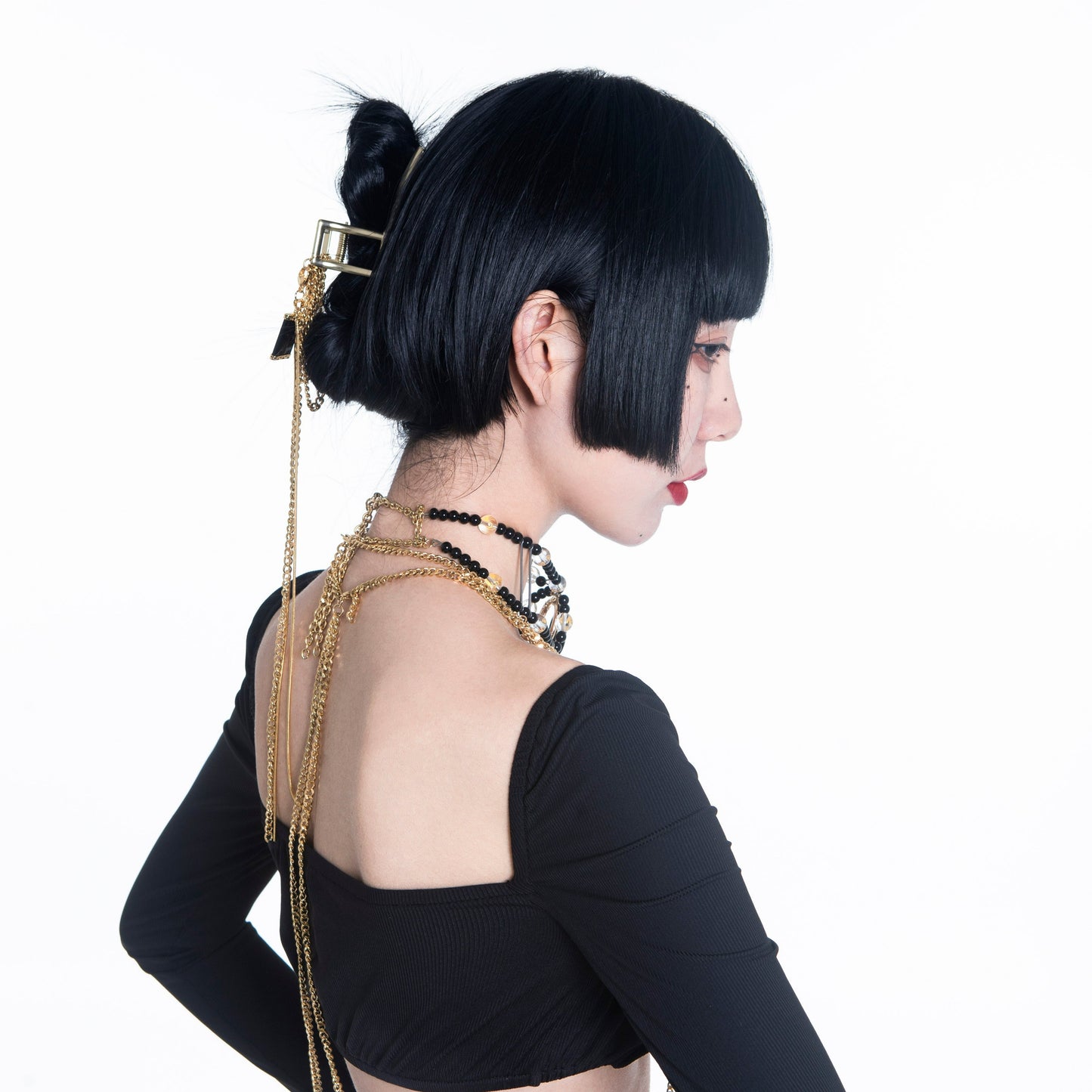 Fervooor Black golden hair claw clip