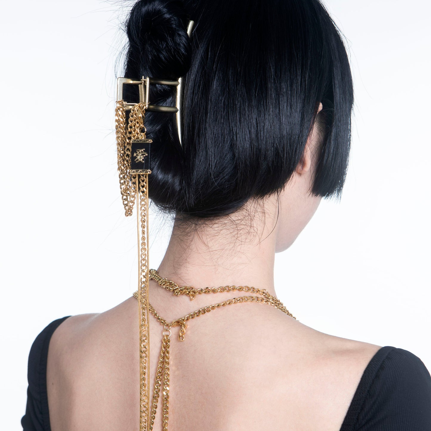 Fervooor Black golden hair claw clip