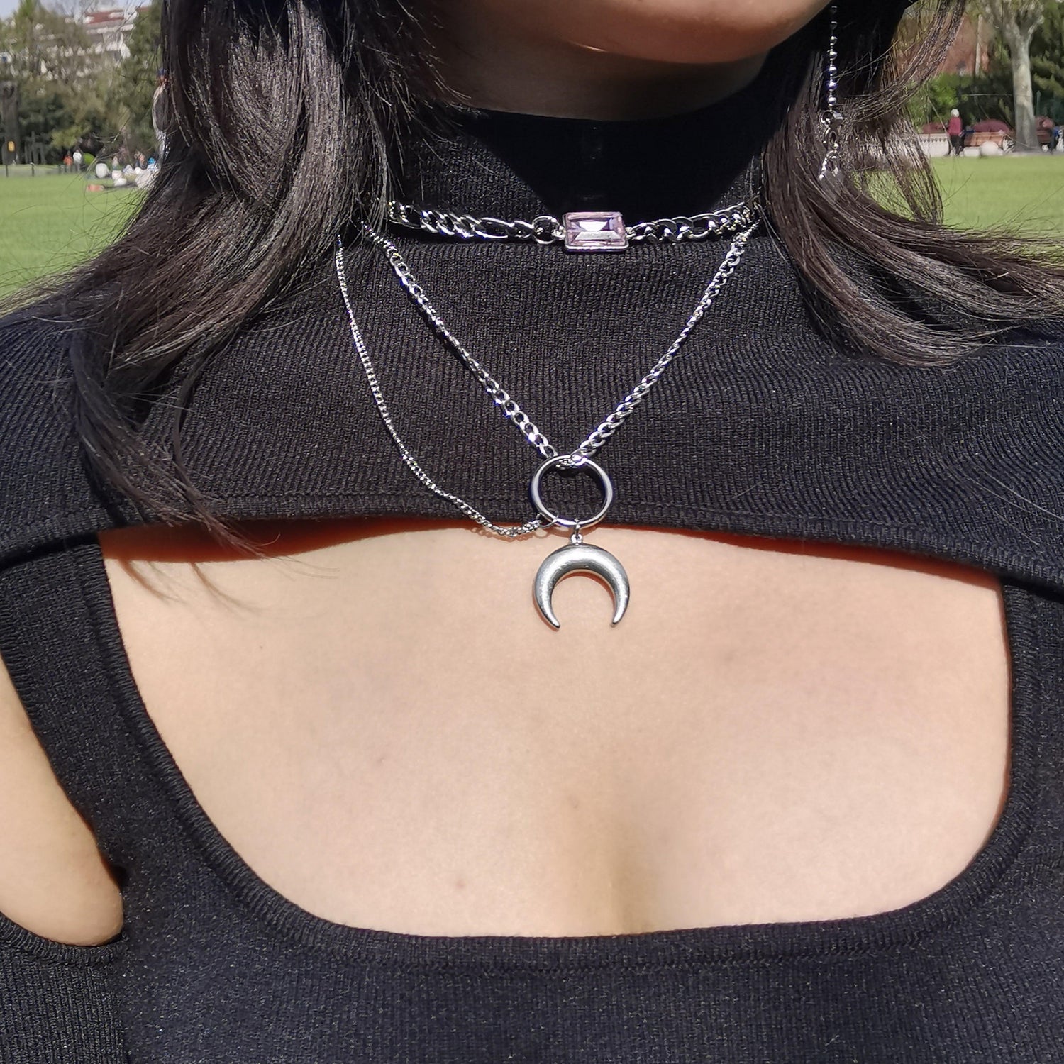 Fervooor Waterproof moon stainless steel handmade necklace - Fervooor