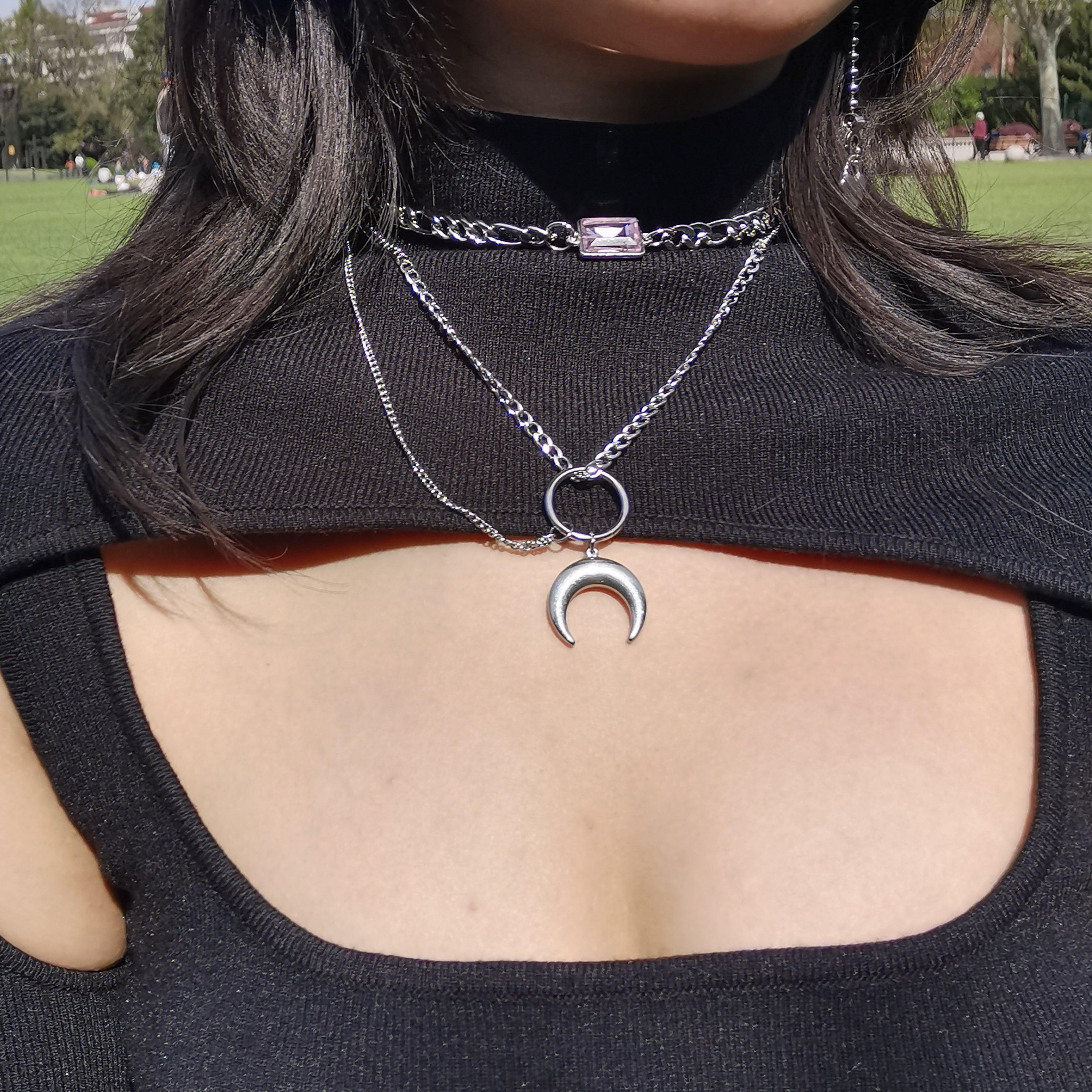 Fervooor Waterproof moon stainless steel handmade necklace - Fervooor