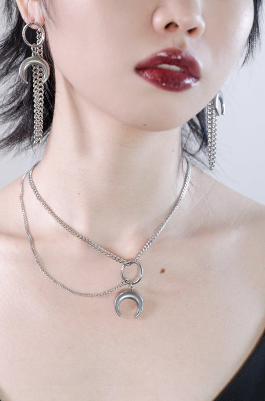 Fervooor Waterproof moon stainless steel handmade necklace - Fervooor