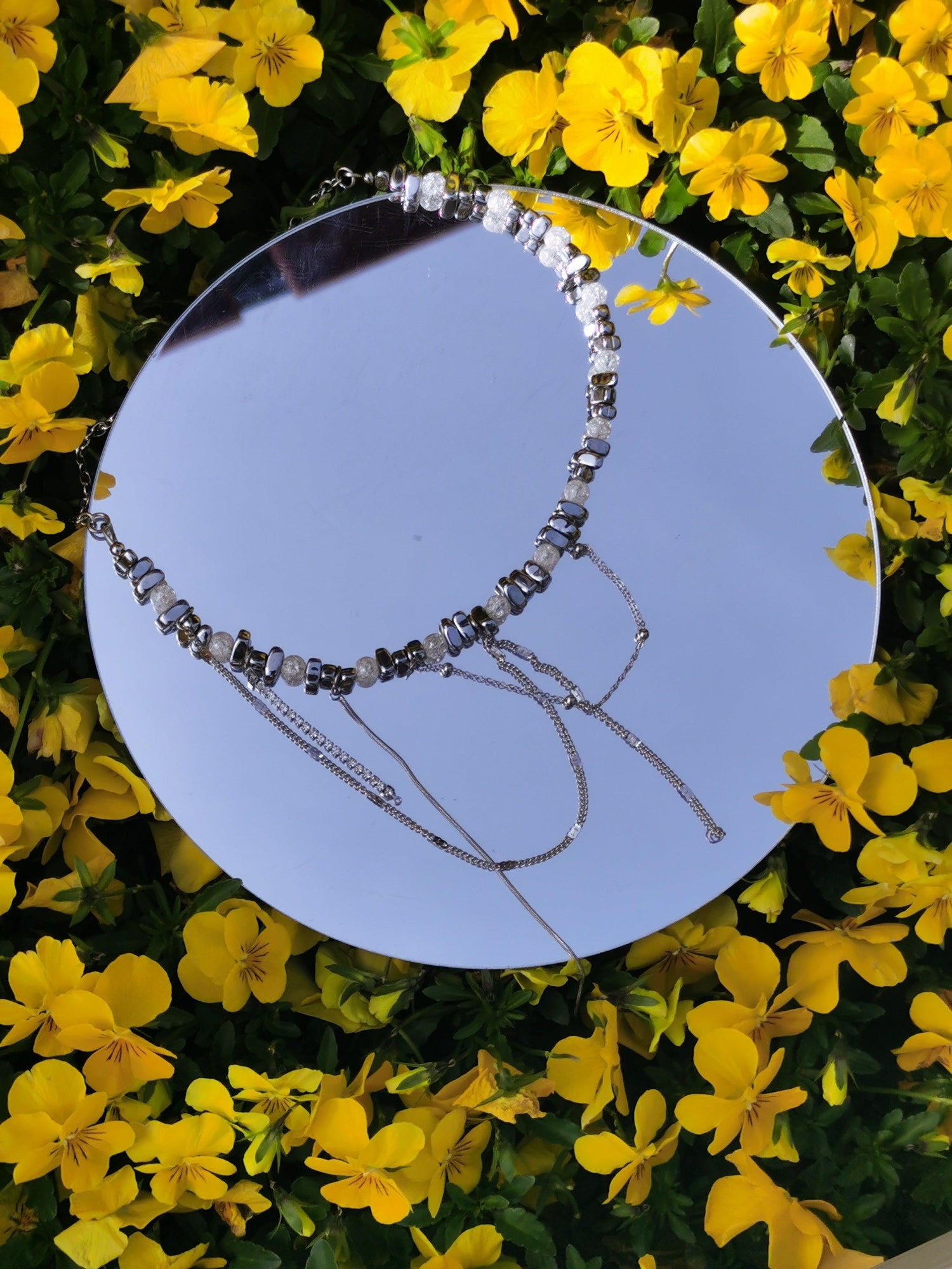Fervooor Sliver stones tassel choker - Fervooor