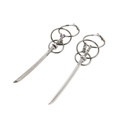 Fervooor Unique round and sword earrings hoop - Fervooor