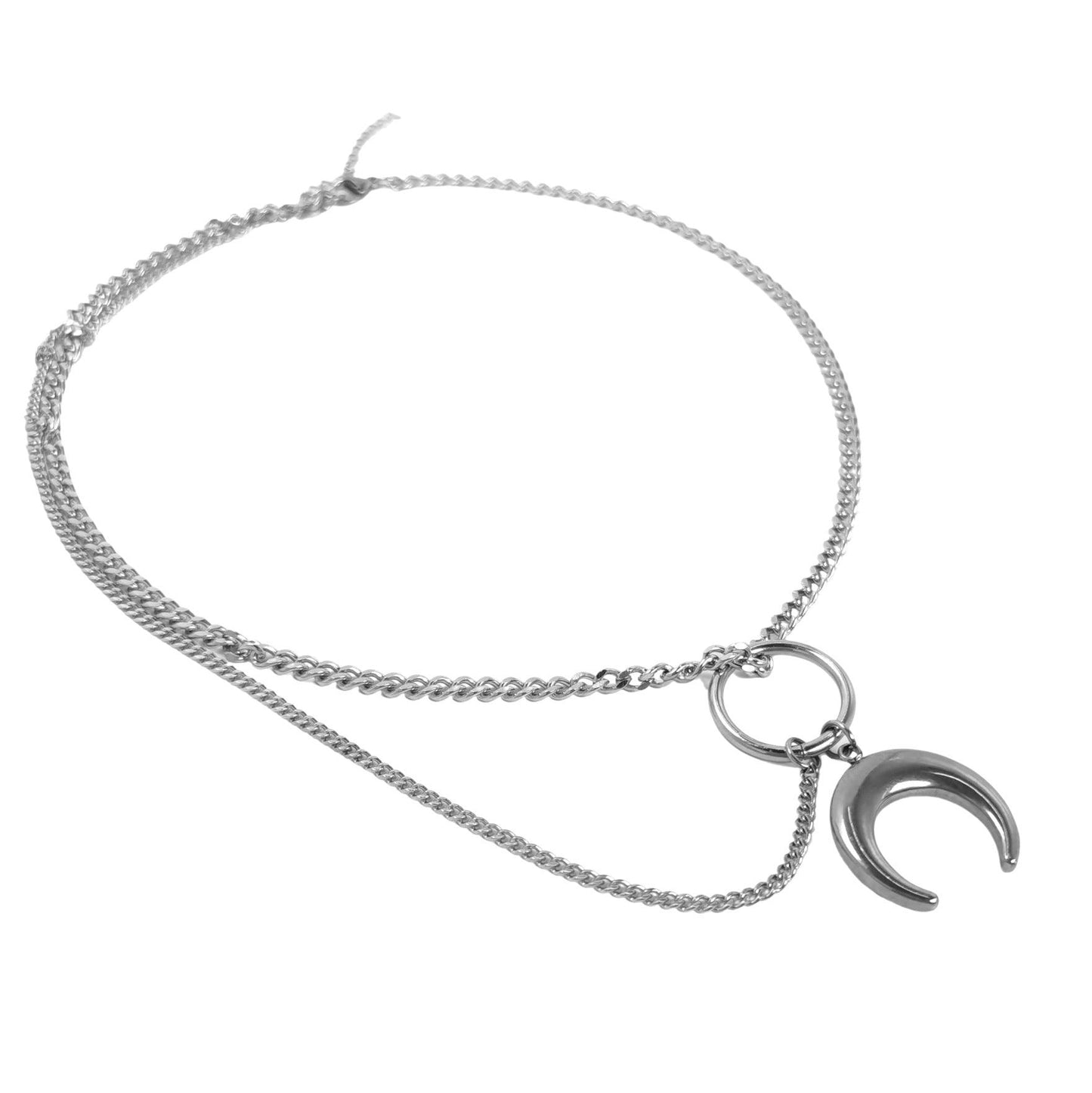 Fervooor Waterproof moon stainless steel handmade necklace - Fervooor