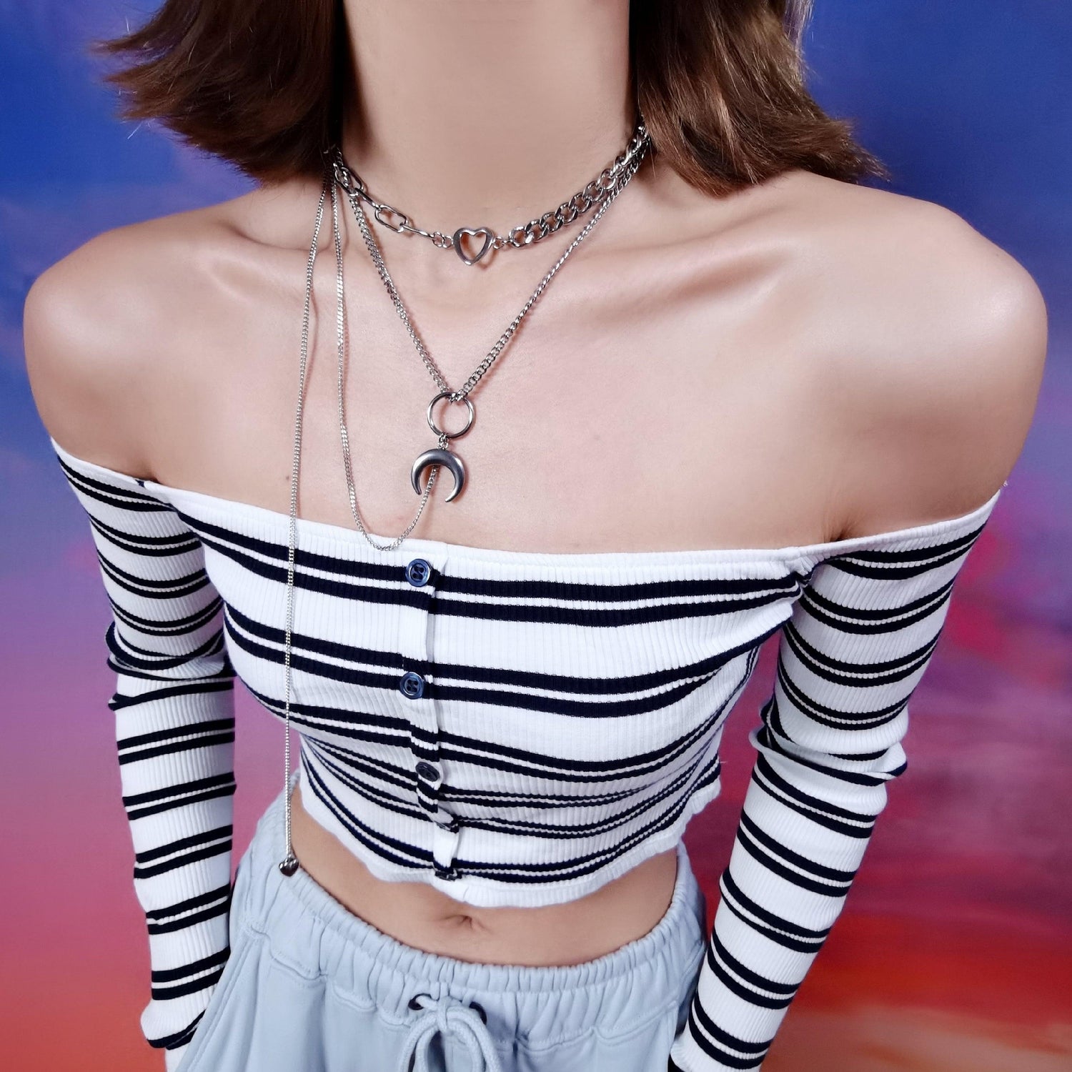 Fervooor Waterproof moon stainless steel handmade necklace - Fervooor